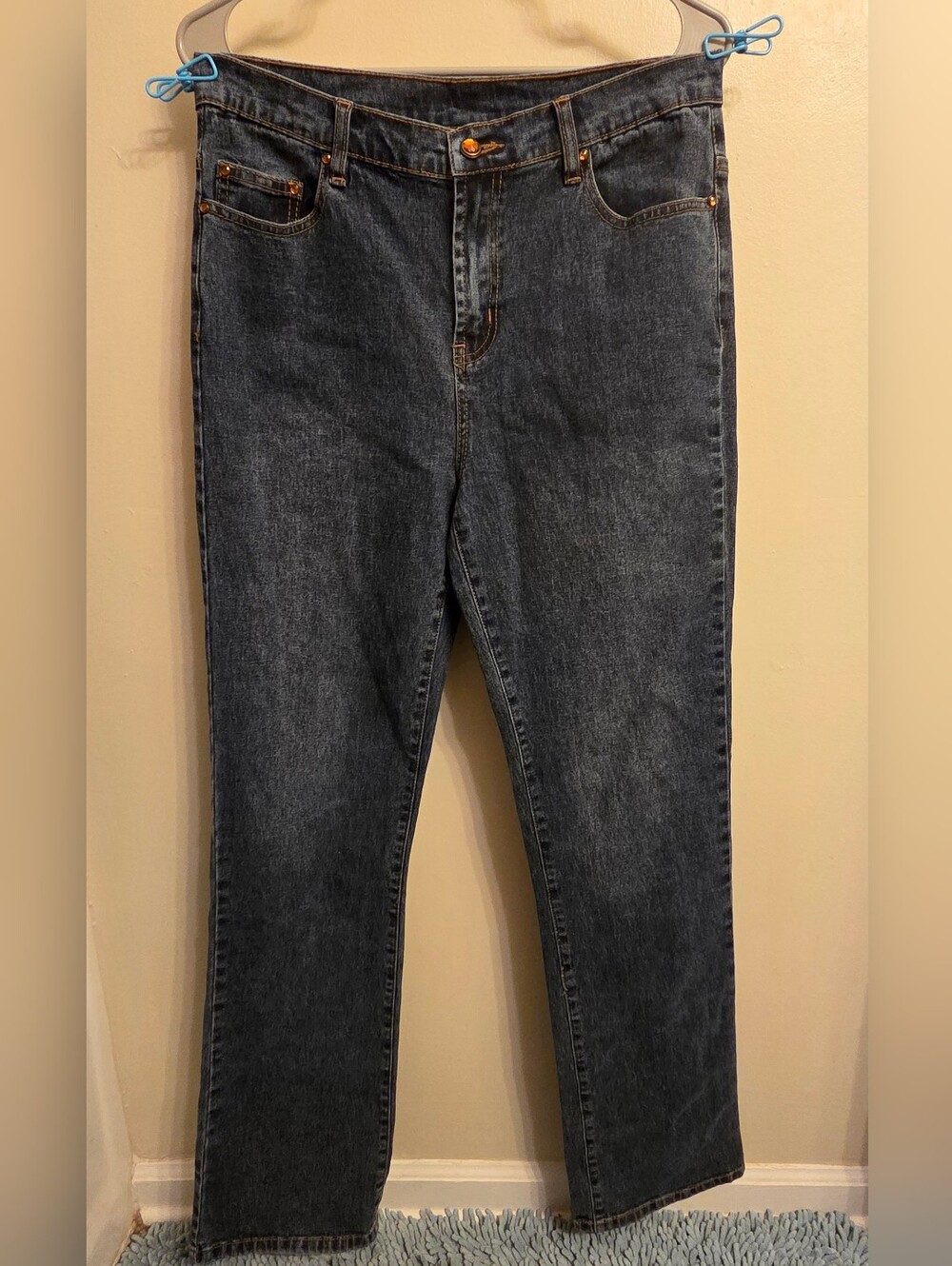 DG2 Diane Gilman Studded Pocket Jeans 6Tall Dark Wash Stretch Cowgirl Boho Chic
